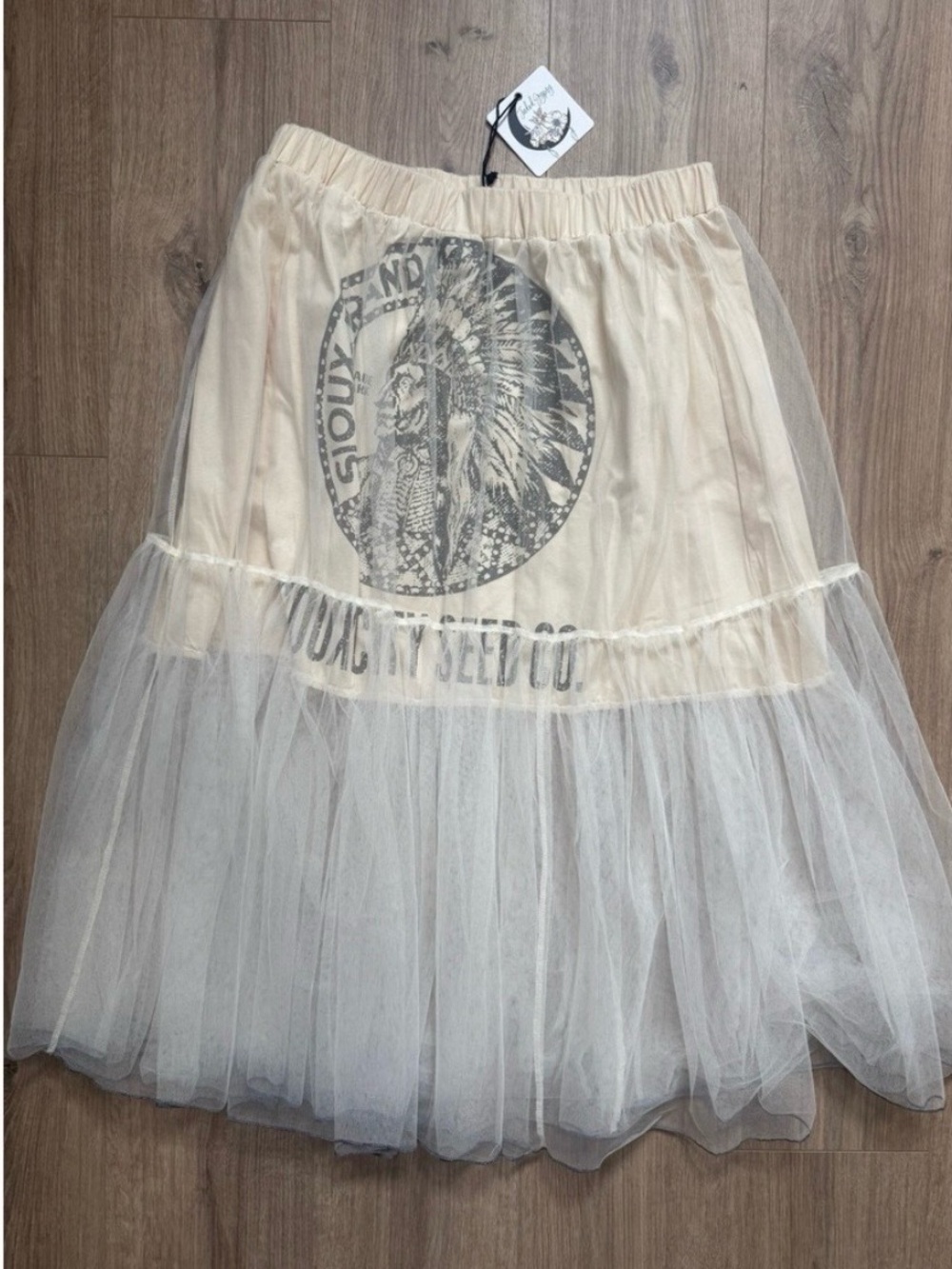 NWT Jaded Gypsy Felling Frilly Tiered Beige Maxi Skirt - Sioux City - Picture 5 of 6